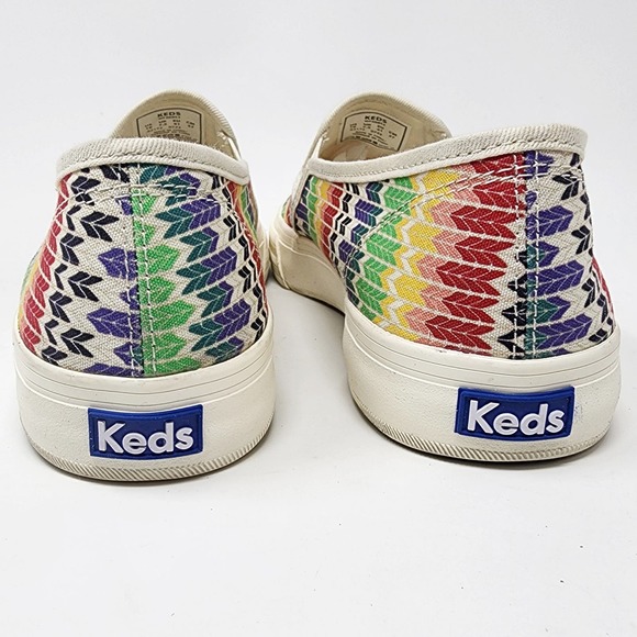 Keds Sneakers Women 10 Double Decker Fair Isle Canvas Slip-On Rainbow Arrows - Picture 6 of 11